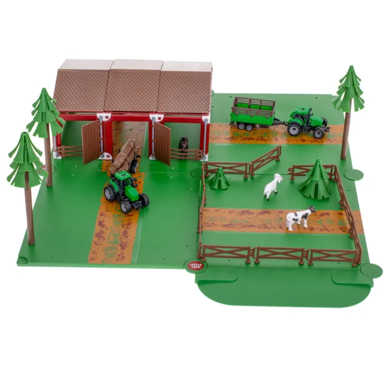 Játék farm pajtával, állatokkal, járművekkel