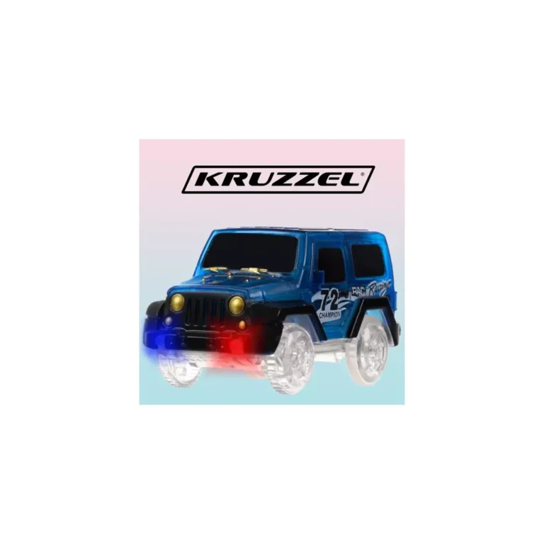 Kruzzel Világító játékautó a pályára, 4,5 x 4,2 x 8,6 cm, kék-fekete
