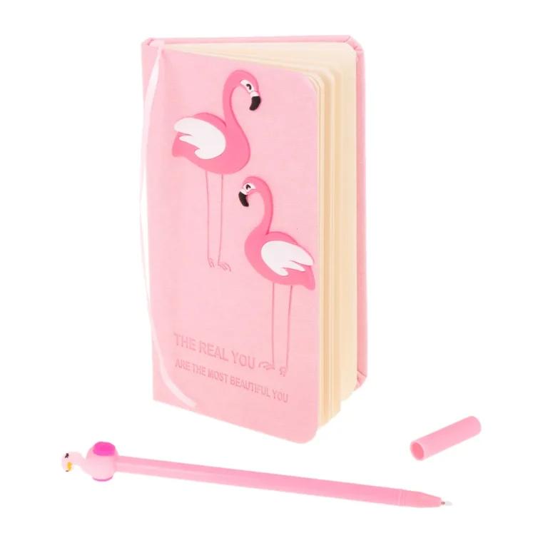 Jegyzetfüzet tollal, flamingó minta