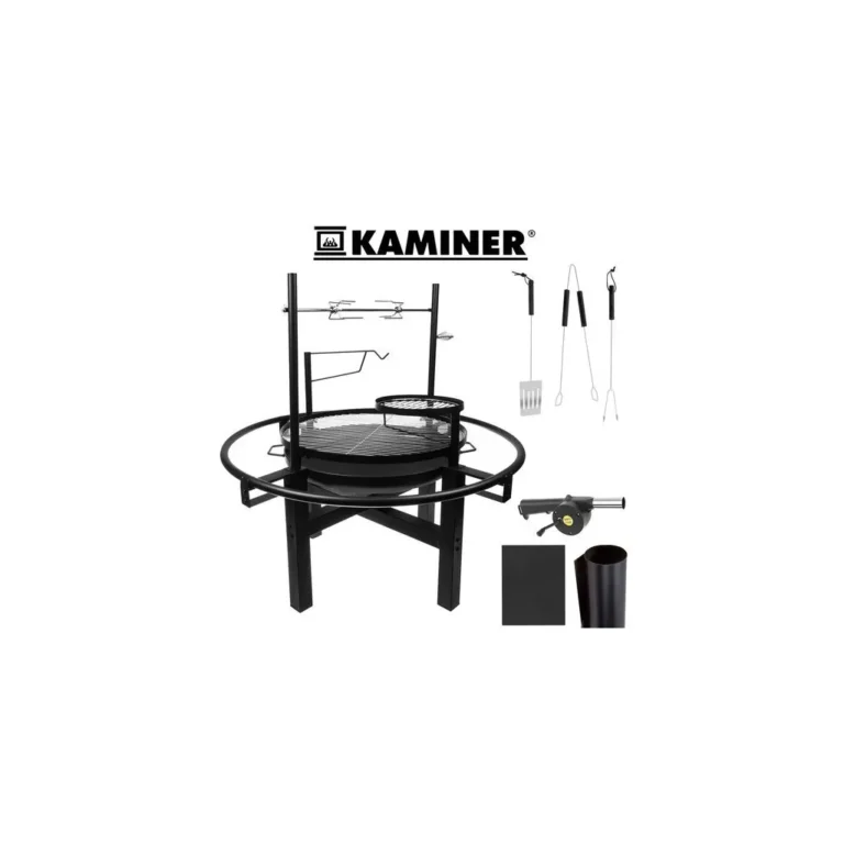 Kaminer 5 az 1 -ben grillező kenyérpirítóval, tartozékokkal, fúvóval, fekete, 102x98 cm