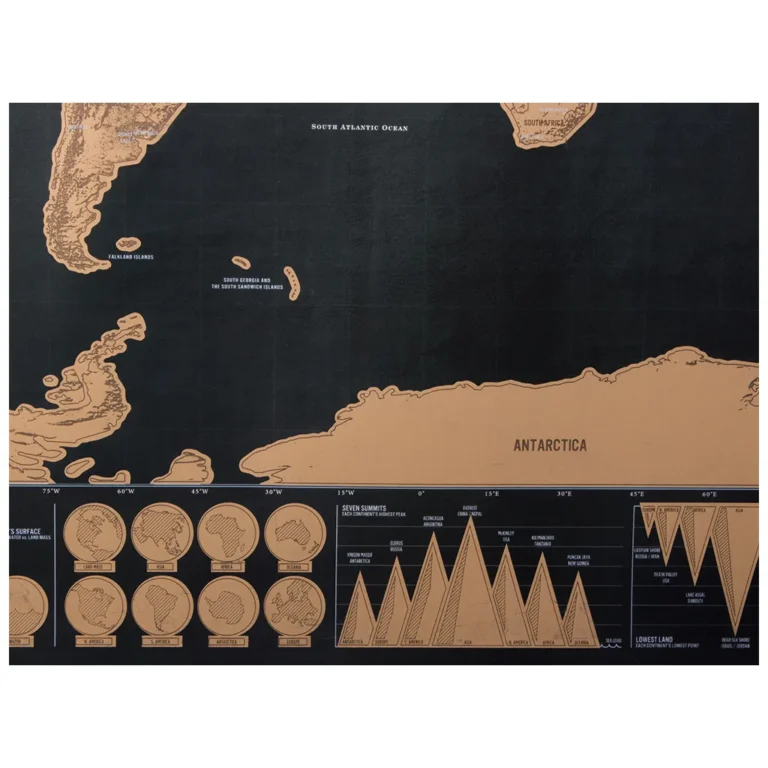 Karparós világtérkép utazóknak, 82 x 59 cm, fekete-barna