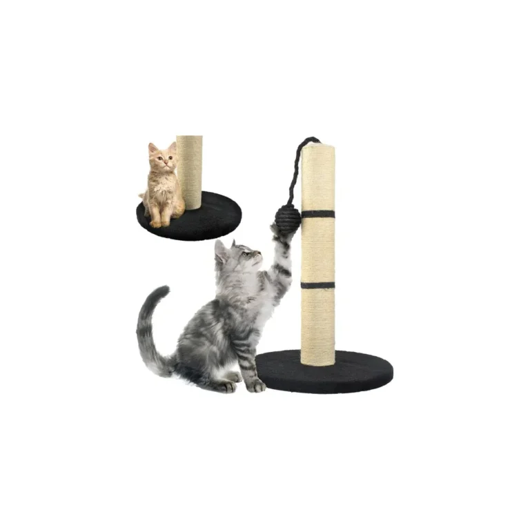 Kaparófa játékkal macskáknak, 45 cm, bézs-fekete