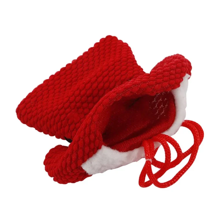 Karácsonyi evőeszköztartó Mikulásruha mintával, univerzális, piros