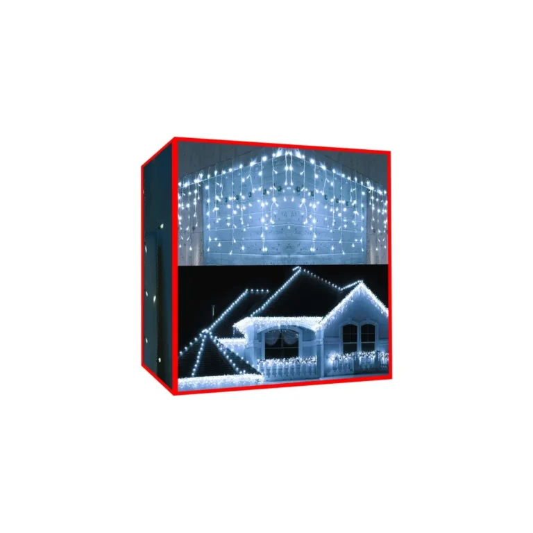 Karácsonyi jégcsak LED fényfüzér, 500 LED-es, hideg fehér, 16 m, sorolható, 230V