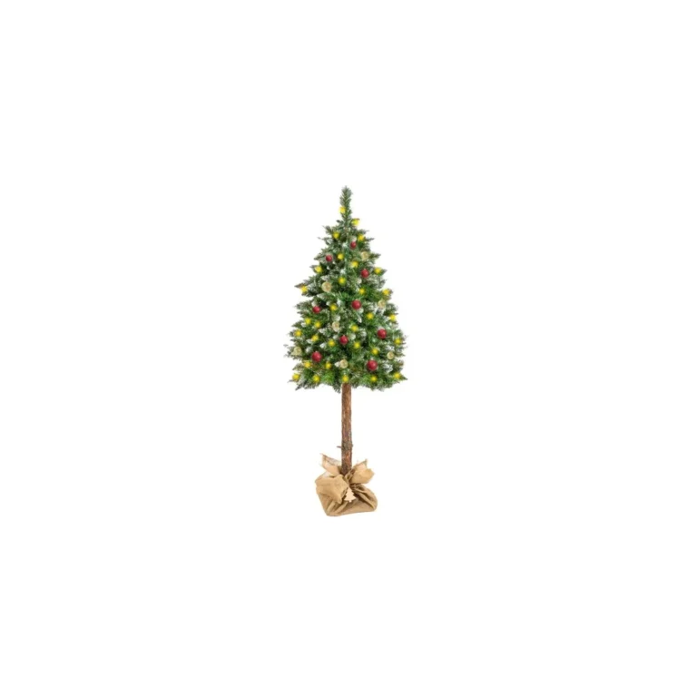 Karácsonyi műfenyő valódi fatörzssel, PVC, fa, 180 cm