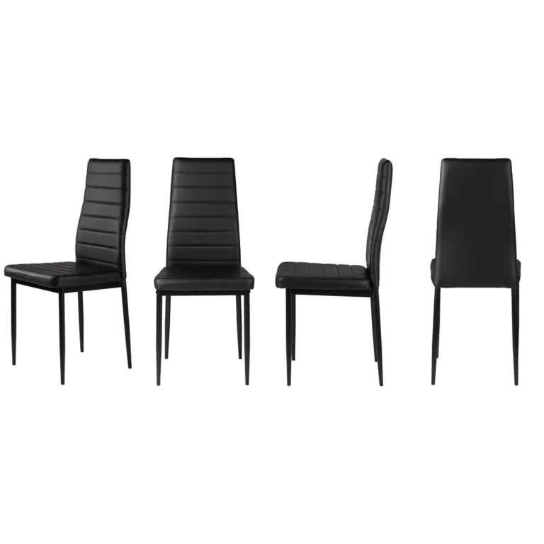 4 db asztali szék műbőr kárpittal, 98x43x41 cm, fekete