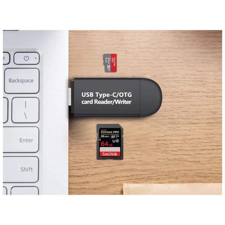 3 az 1-ben kártyaolvasó sd microsd tf usb usb-c micro USB, 7,5cm x 2,5cm x 1cm, fekete