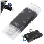Kártyaolvasó SD / USB / USB-C / Micro USB, 7,5cm x 2,7cm x 1cm, fekete