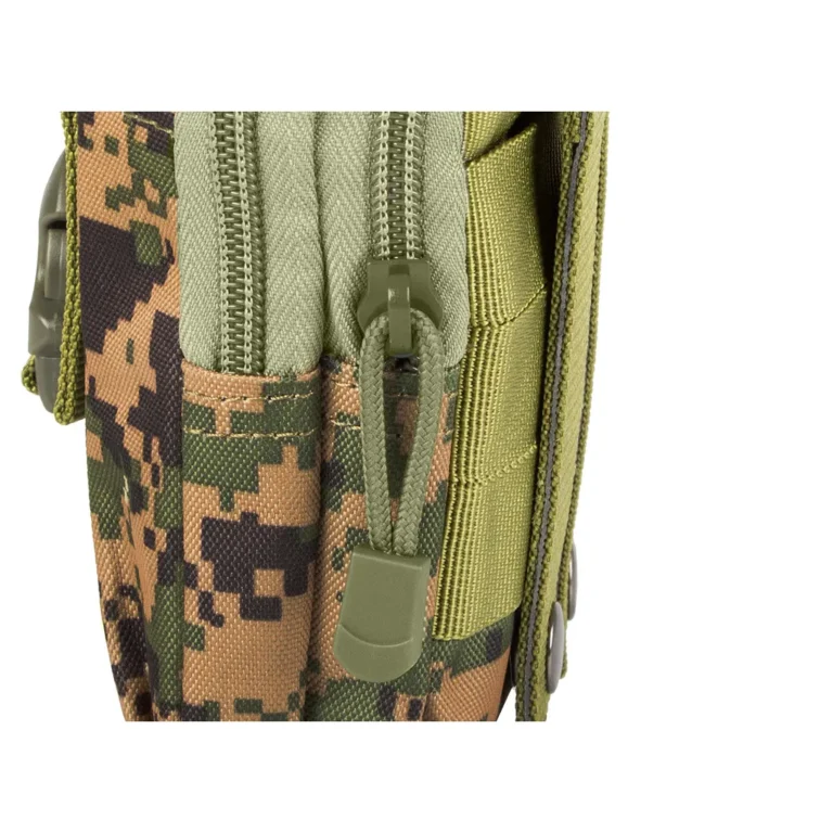 Többzsebes övtáska, vízlepergető, 18x12x6 cm, pixeles katonai álcaszínű