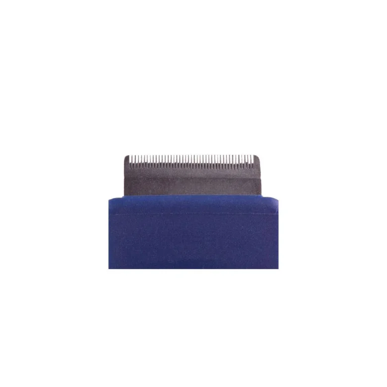 Háziállat kefe rozsdamentes acél foggal, gumi nyéllel, 4.5 cm, kék-fekete