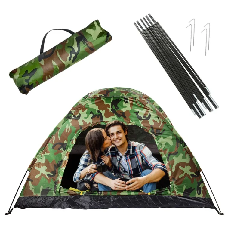 2 személyes sátor, 110x140x190 cm, zöld álcamintás