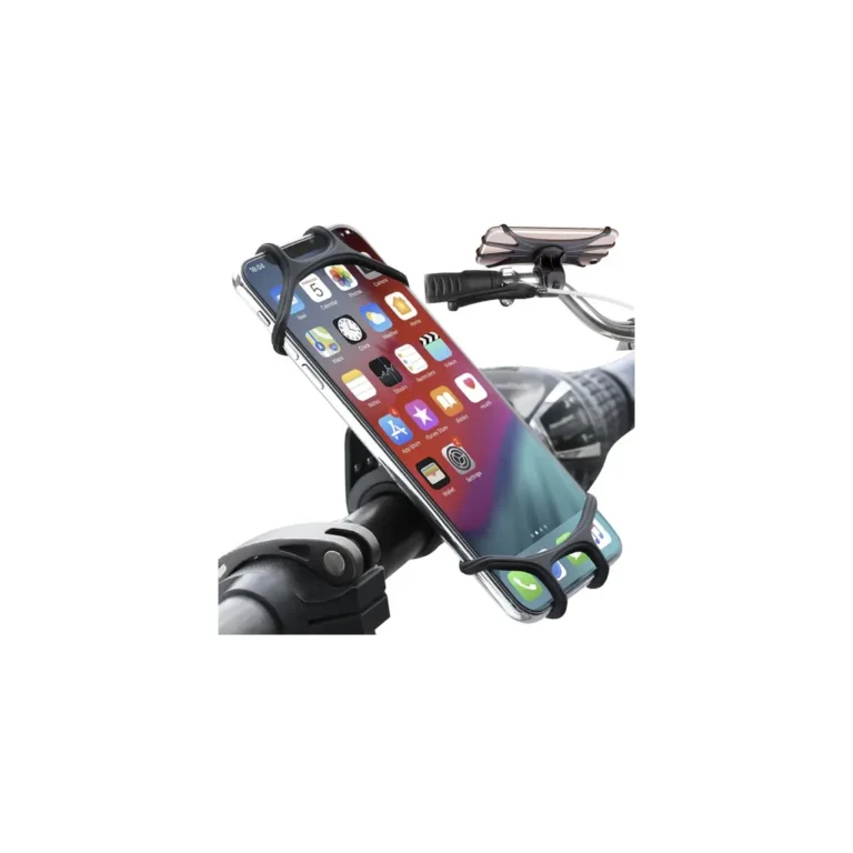 Kerékpáros telefontartó szilikonból, 6,5 x 18 x 4,5 cm, fekete
