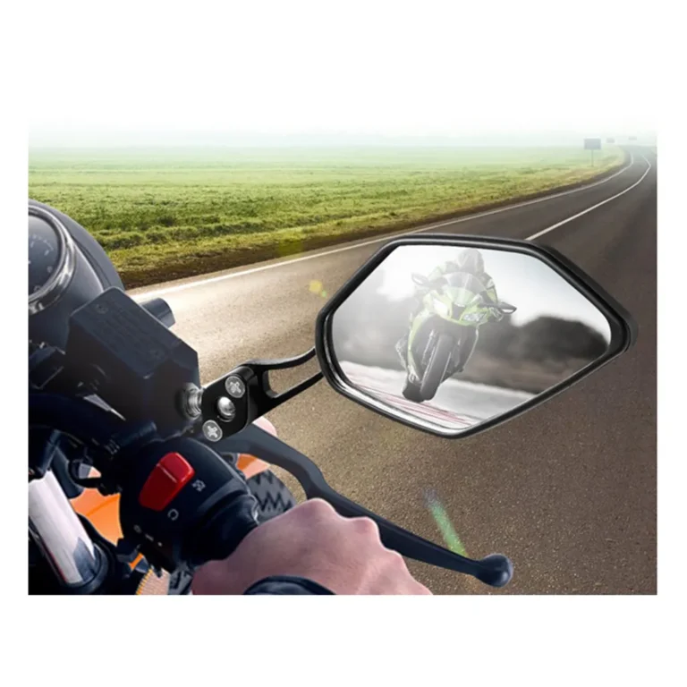 Nagyméretű motorkerékpár tükör 2db, 10 mm menet, 7x12.5 cm tükör, fekete és ezüst színű