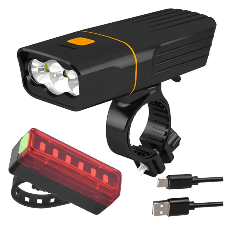 Kerékpár Világítás Készlet: Első és Hátsó LED Lámpák, USB Töltésű, 100,000 Óra Élettartam, Akkumulátoros