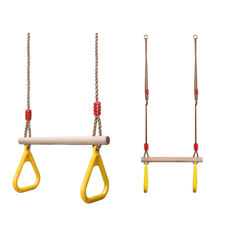 Kerti hinta, tornatermi trapéz különböző tornagyakorlatokhoz állítható kötéllel (100-170cm-ig), 45cm x 3,5cm, sárga