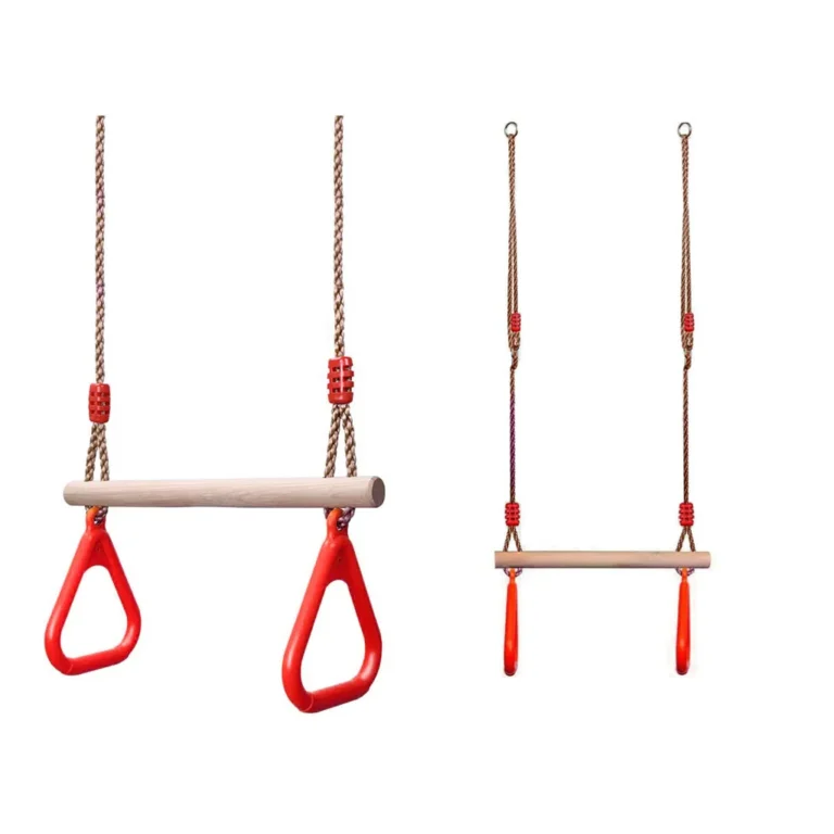 Kerti hinta, tornatermi trapéz különböző tornagyakorlatokhoz állítható kötéllel (100-170cm-ig), 45cm x 3,5cm, piros
