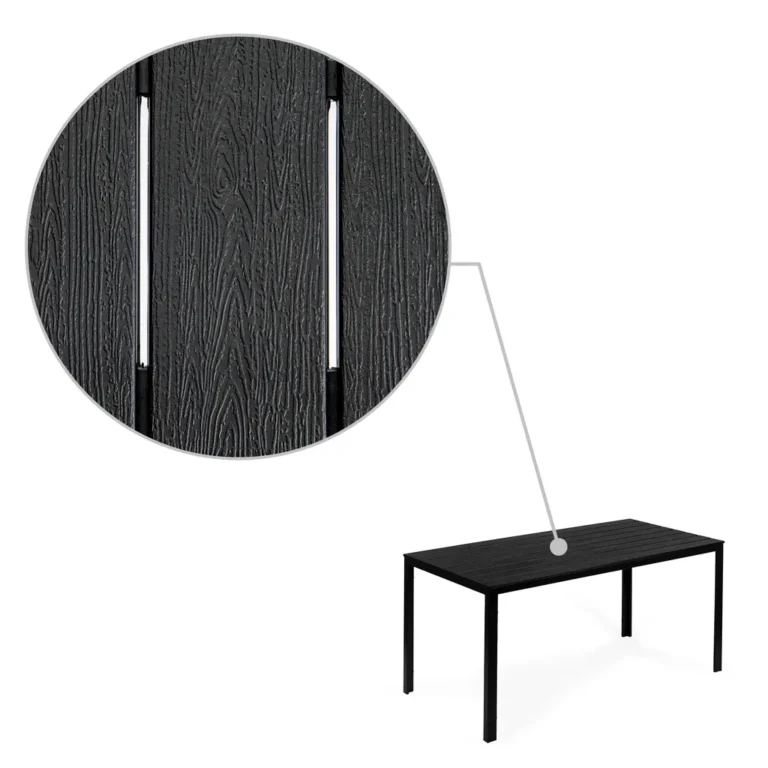 Polywood 6 személyes kerti asztal, 156x78x72 cm, fekete