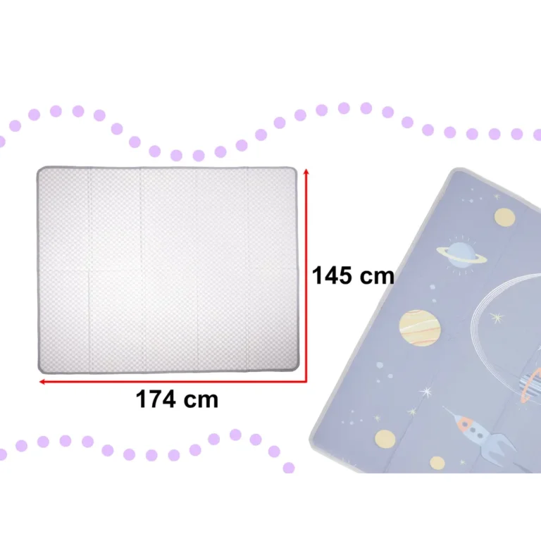 Kétoldalas habszivacs játszószőnyeg világűr mintával, 175cm x 145cm x 0.5cm