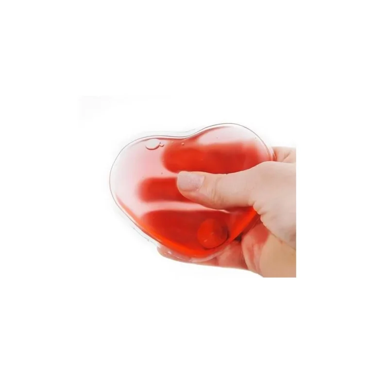 Szív alakú gél kézmelegítő, max. 55℃, 11x9 cm, piros