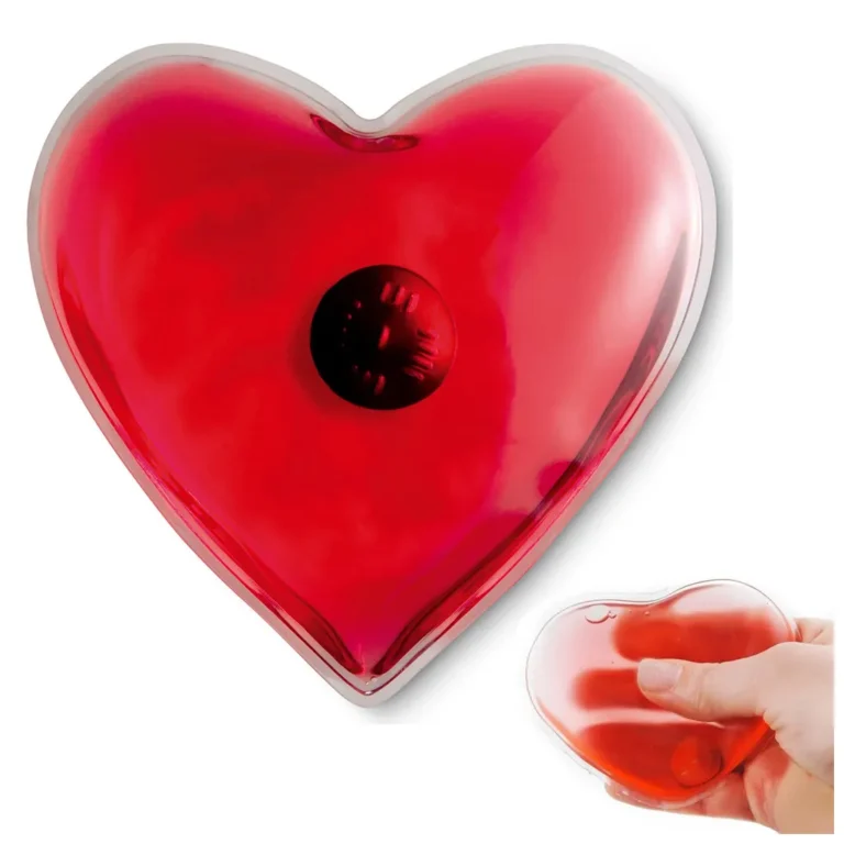 Szív alakú gél kézmelegítő, max. 55℃, 11x9 cm, piros