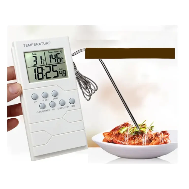 Konyhai húshőmérő órával, LCD kijelzővel, fekete