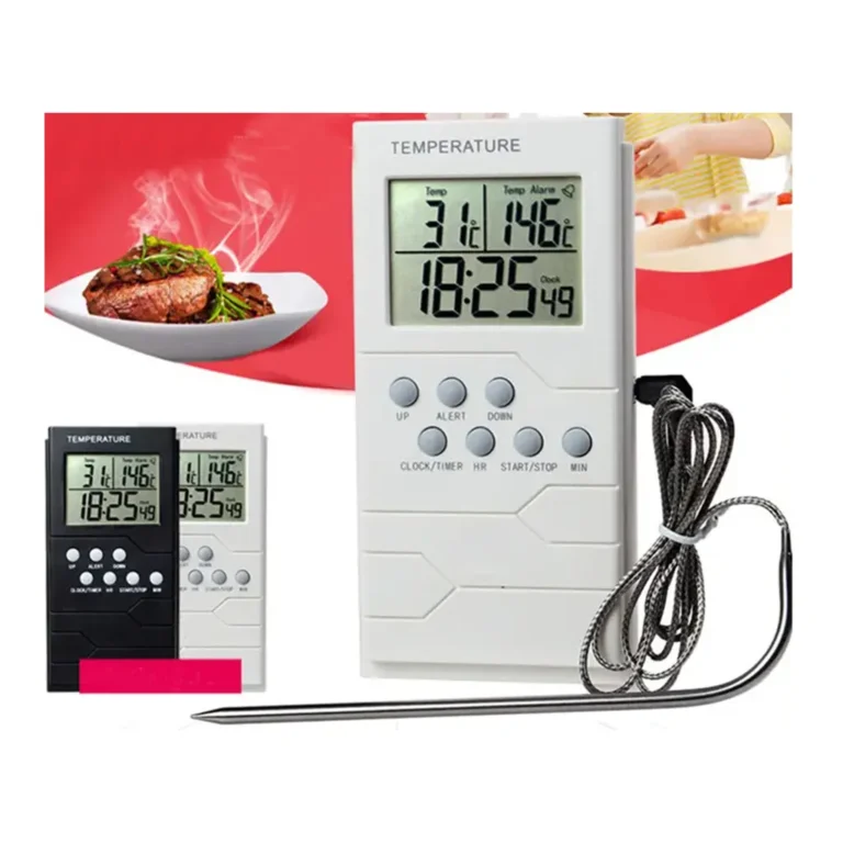 Konyhai húshőmérő órával, LCD kijelzővel, fekete