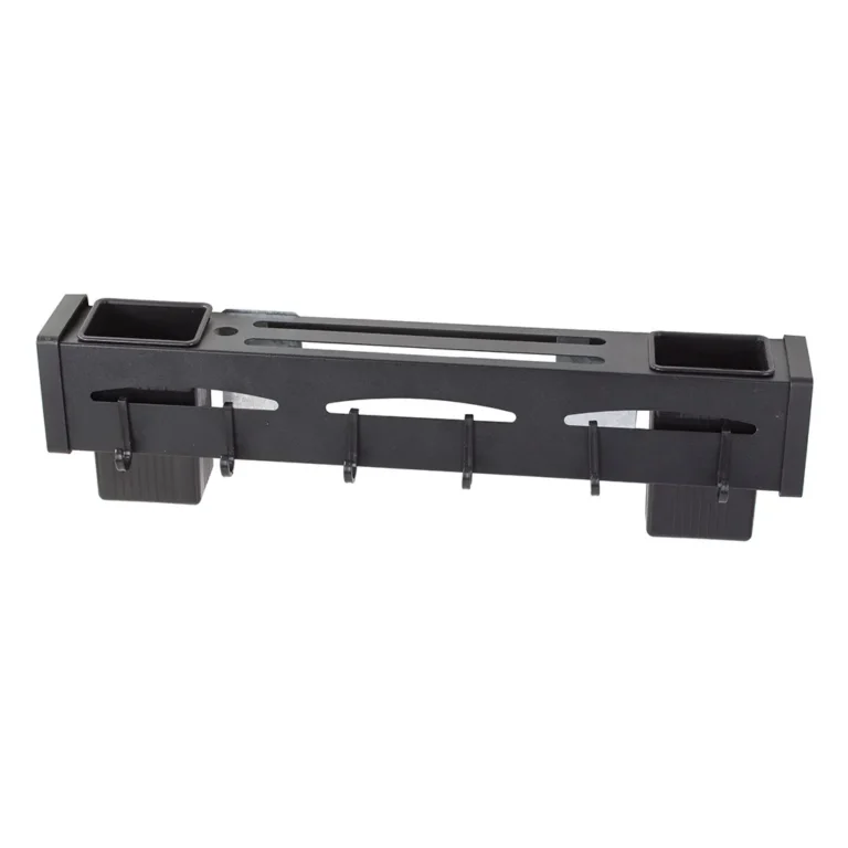 Falra szerelhető konyhai akasztós tároló polc, 6.5x40x10.5 cm, fekete