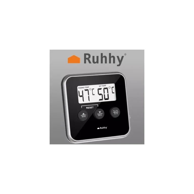Ruhhy Konyhai hőmérő szondával, fekete-ezüsz szín, 8 x 8 x 1,5 cm