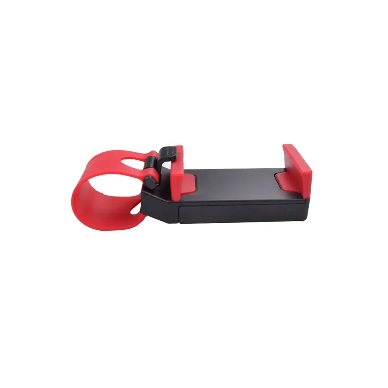 Kormányra szerelhető univerzális autós telefontartó állítható karral, fekete-piros