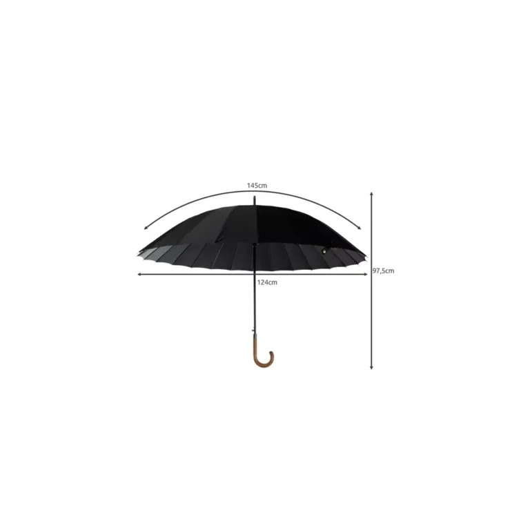 Malatec Nagyméretű esernyő 24 vezetékes, 124 cm, fekete