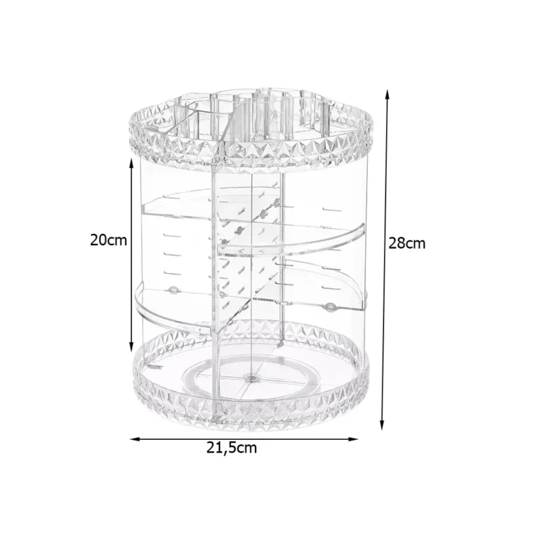 Komzetikai kelléktartó henger, átlátszó, 360 fokban forgatható, 28x21,5 cm