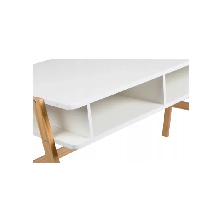 Fésülködő/íróasztal fenyőfa lábakkal, 110x55x72 cm, fehér-fa szín