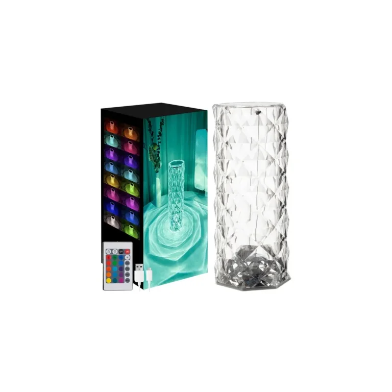Érintésérzékeny, távirányítós akril kristálylápma fényvetítővel, 16 színnel, 1W, 9x21 cm