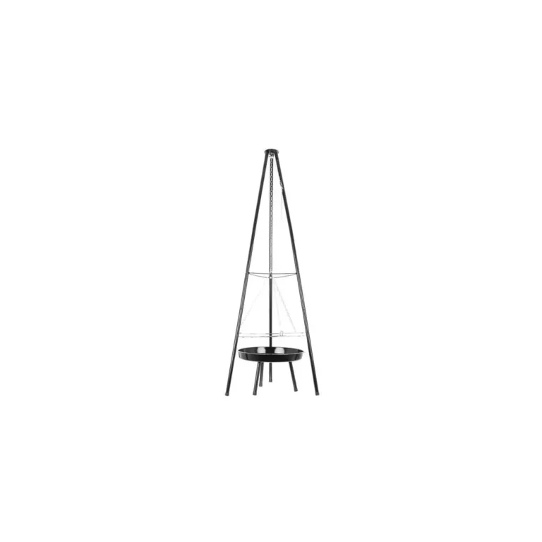 Kruzzel Grillező háromlábú állvánnyal, tartozékokkal, állítható magasság, rozsdamentes acél, 60×152 cm