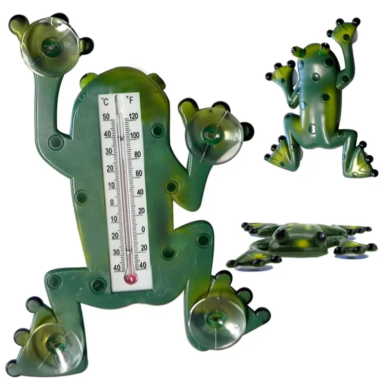 Tapadókorongos hőmérő, béka alakú, zöld, 24x18x3 cm