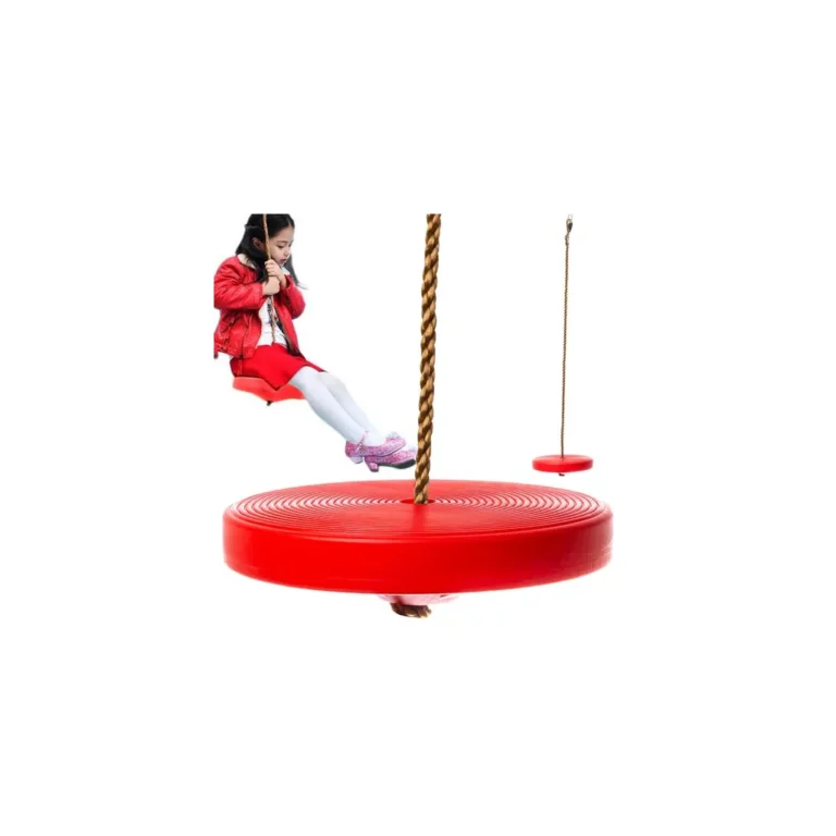 Gyermek tányérhinta strapabíró kötéllel, max. 150 kg, 28x4 cm, 100-170 cm, piros