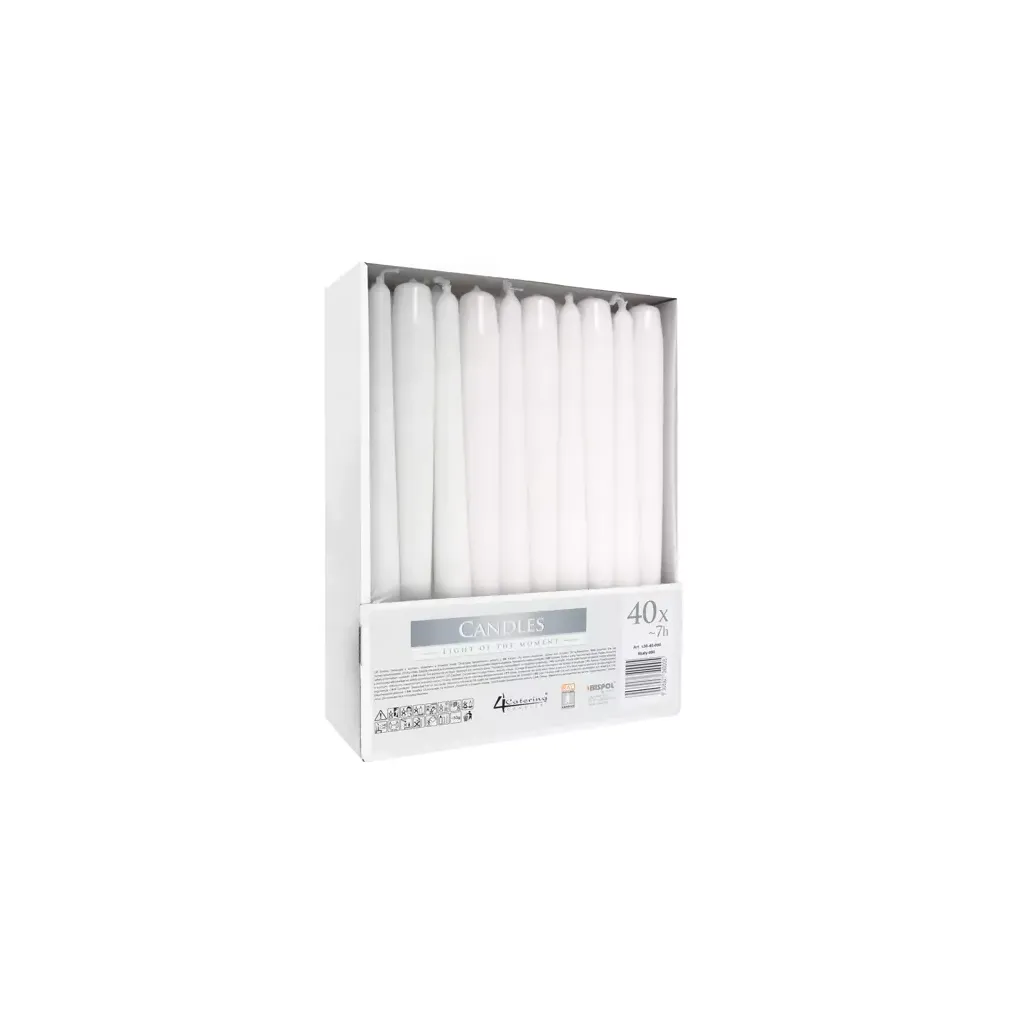 Kúpos gyertya - 40 db-os készlet, 24,5×2,3, fehér