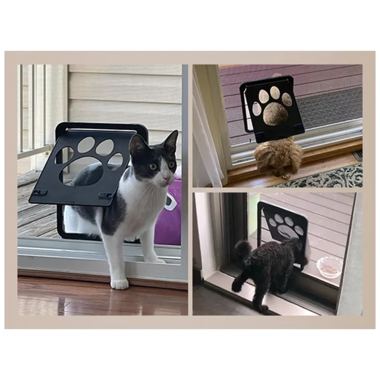 Ajtóra szerelhető macska- kutyabejáró ajtó, 29cm x 24cm, fekete