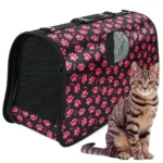 Kisállathordozó kézitáska rózsaszín tappancsos, 53x30x21 cm