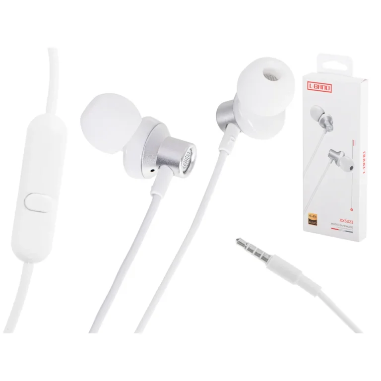 L-BRNO In-ear vezetékes fülhallgató jack csatlakozóval, 3,5 mm fehér