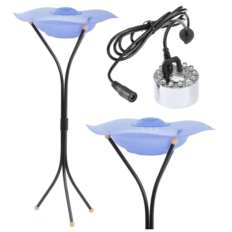 Lótuszvirág formájú lámpa, ionizátor, levegő párásító, 85cm, kék