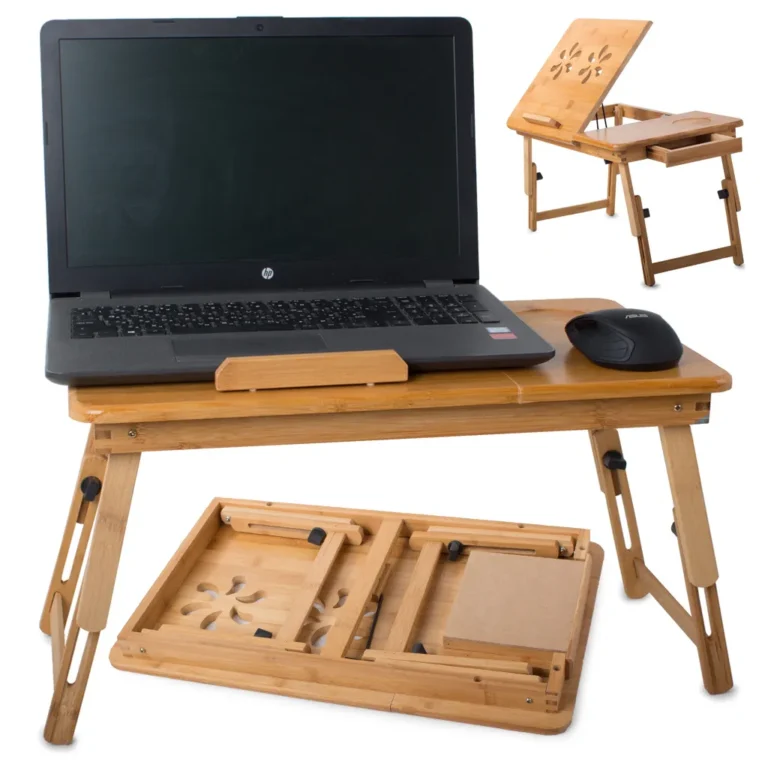 Összecsukható bambusz laptop asztal, 50cm x 30x29 cm
