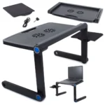 Összecsukható laptop asztal, hűtőállvány, 44cm x 25,5cm, fekete