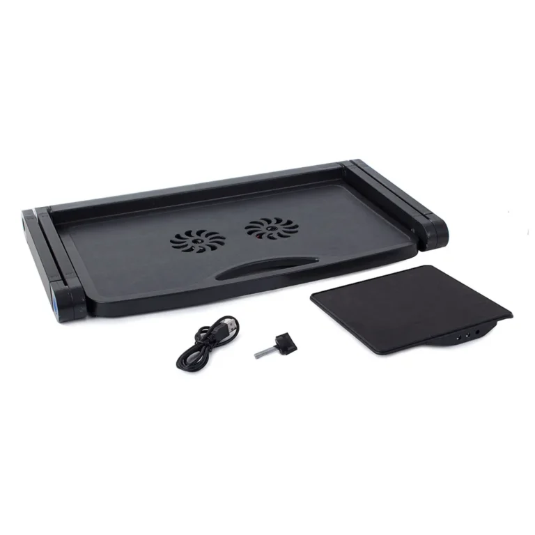 Összecsukható laptop asztal, hűtőállvány, 44cm x 25,5cm, fekete