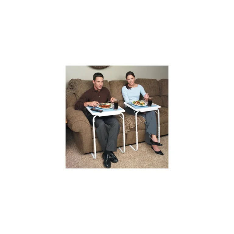 Összecsukható asztal, multifunkciós laptop állvány mozgatható asztallappal, fehér
