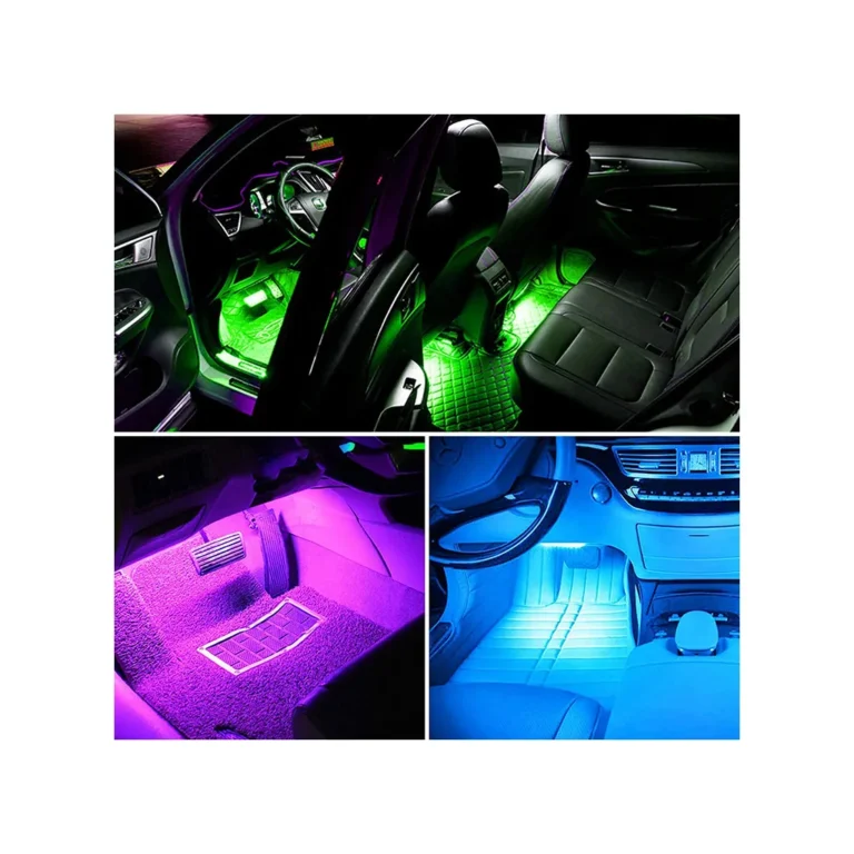 LED világítás autó belsejébe, PILOT szalag 4 x 12 LED-del, távirányítóval, 8 fényszín, 22.5cm x 1.3cm, fekete