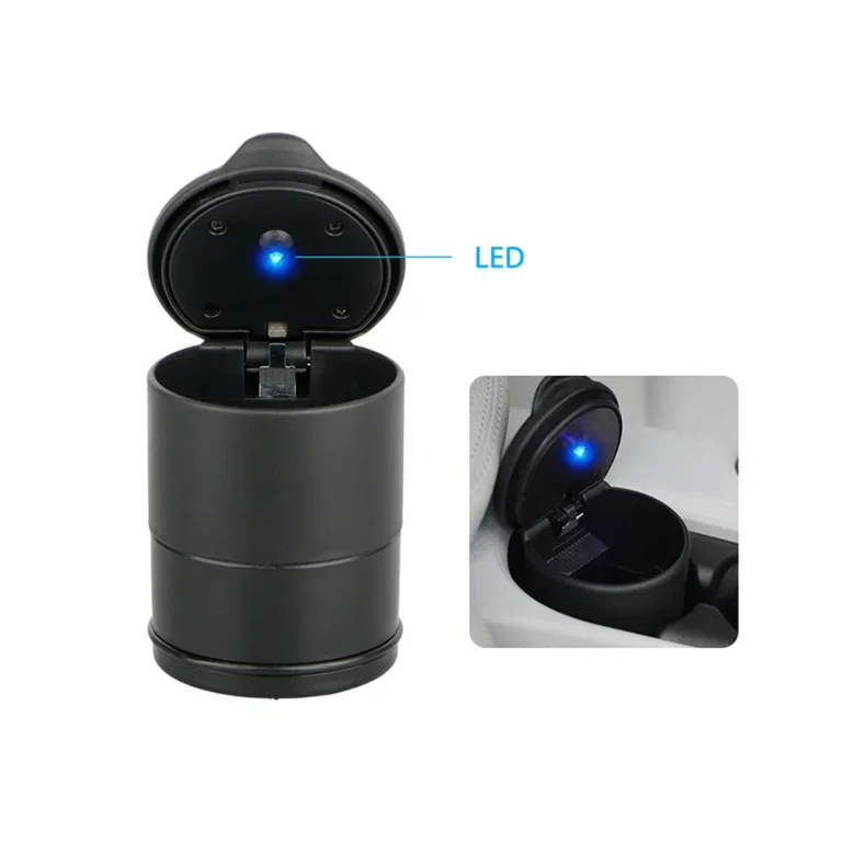 Víztartályos hamutartó LED világítással, fekete, 8.9x6,6 cm
