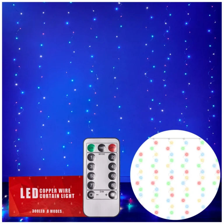 LED fényzuhatag 3x 3 m, színes