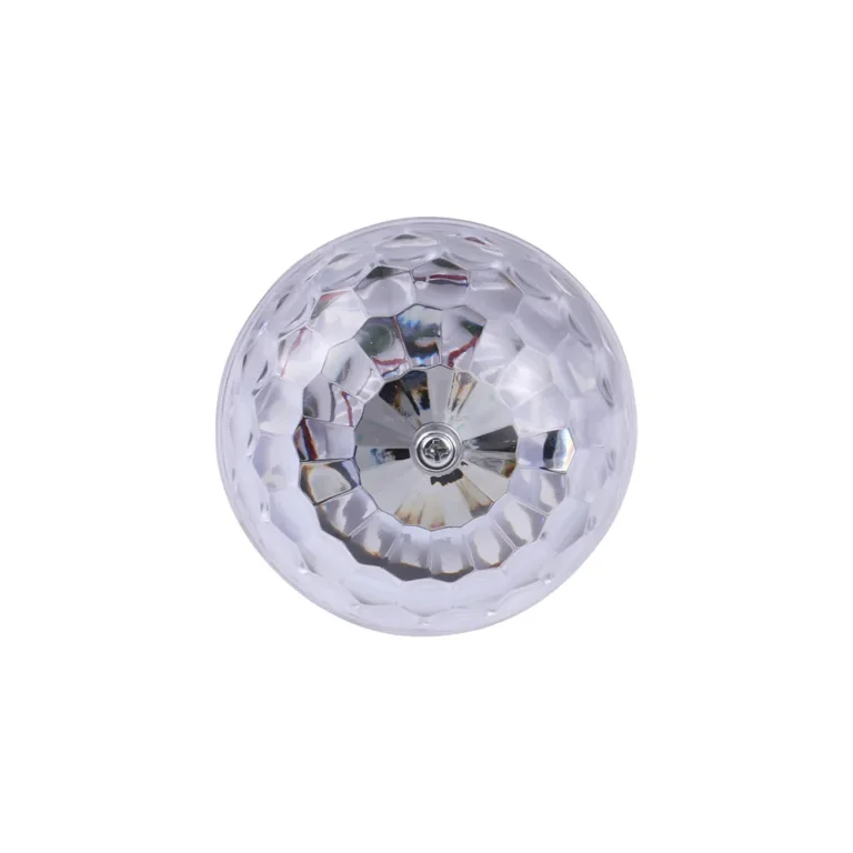 Forgó RGB LED izzó, színes diszkógömb, E27, 3W, 14x8 cm