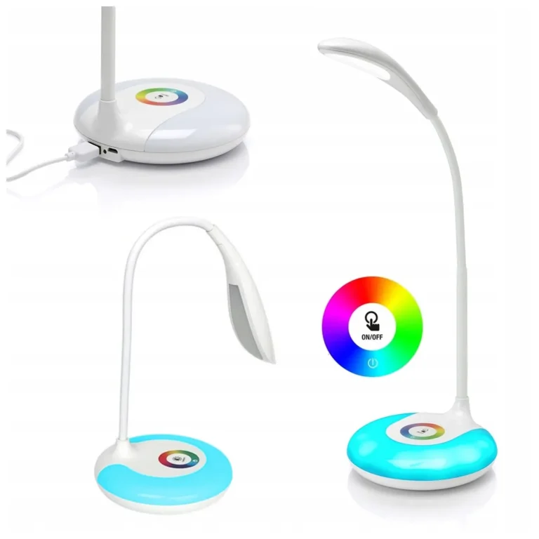 Modern asztali LED lámpa 256 RGB színnel, 3 világítási móddal, 48 cm, USB, fehér